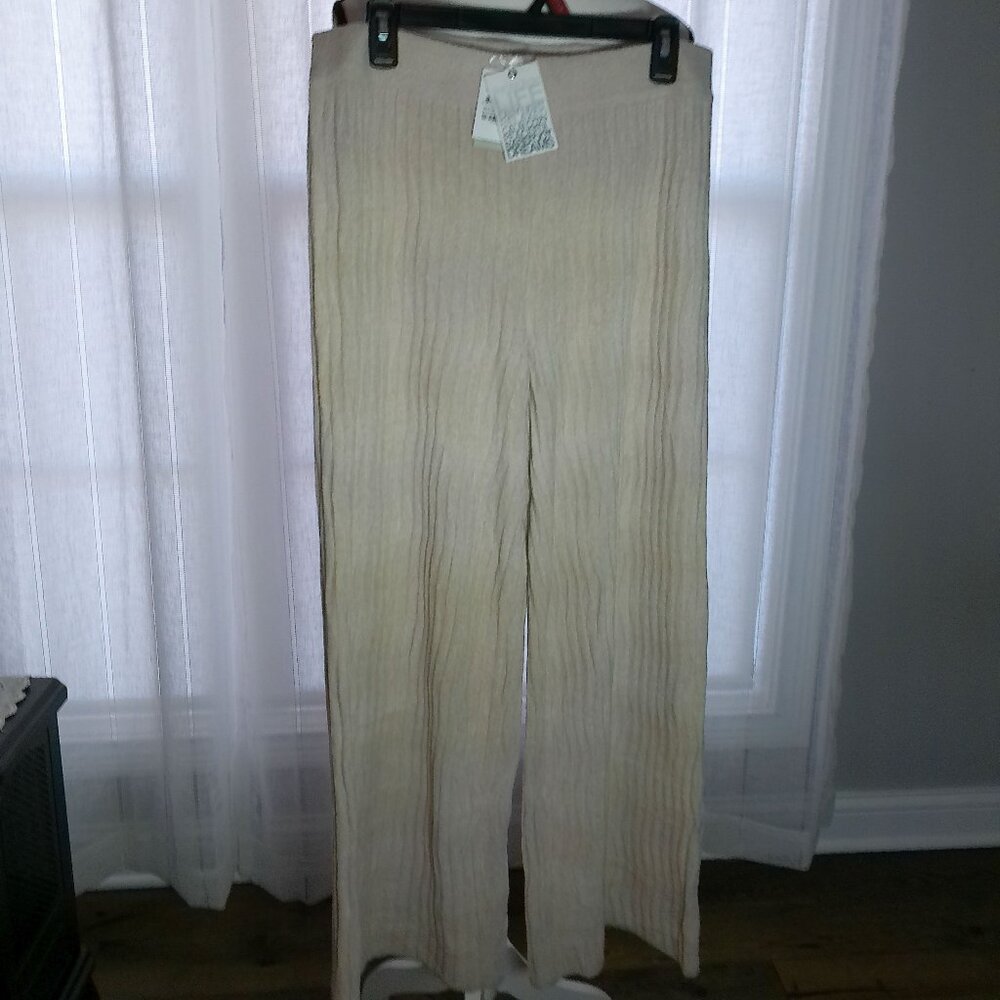 BAREFOOT DREAMS CozyChic Ultra Lite Wave Pant Ribbed Wide Leg Stone NWT M